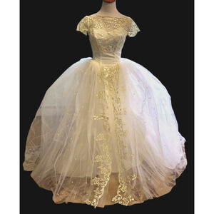 Rare Vintage Strawbridge And Clothier 50s Cream Wedding Dress Gown Orig Box 1956